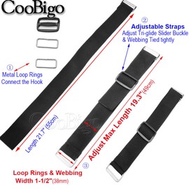 HoverKart Replacement Straps Adjustable with Tri-Glide Buckle Polypropylene PP Webbing Adjustment Strap Pack of 2pcs Width 1-1/2"
