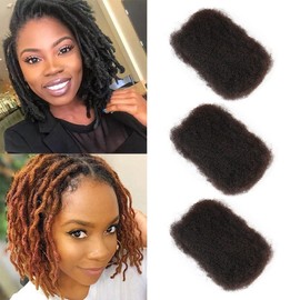 DÉBUT Afro Kinky Bulk 100% Human Hair 3 Packs 150g Tight Afro Kinky Curly Bulk Bundles Hair for Making/Repair Locs, Kinky Twists, Dreadlocks Braiding Hair Extensions (Natural Color, 18" 18" 18")