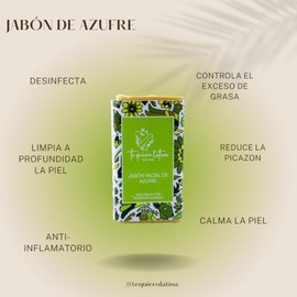 Jabón de azufre | Jabon facial | Skin care | Exceso de grasa y acné, barros y espinillas | Limpia la piel | pieles con tendencia acnéica | 100 gr
