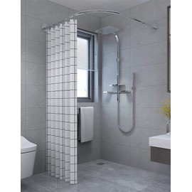 Tanxih Corner Shower Curtain Rod Adjustable Stainless Steel L Shaped Rack Drill Free Install for Bathroom, Bathtub, Clothing Store (27"-39"x27"-39")