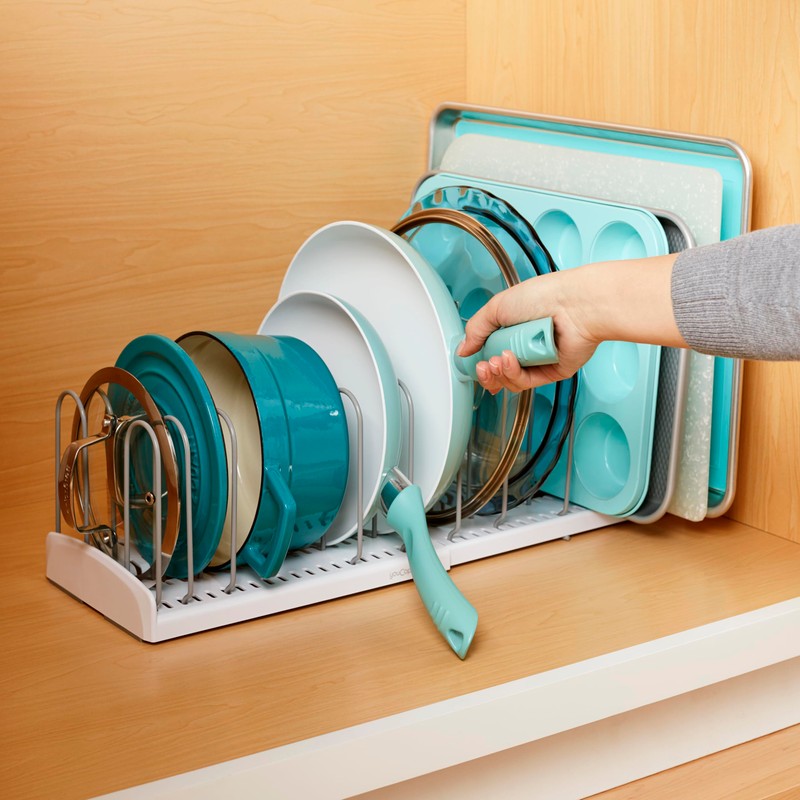 YouCopia StoreMore Expandable Pan and Lid Rack, 12.5"-22" Wide Adjustable