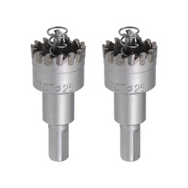 sourcing map 25mm Carbide Hole Cutter, Hole Saws for Stainless Steel Sheet Metal, High Density Carbide Tooth, 2pcs