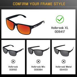 Bwake Replacement Lenses for Oakley Holbrook XL Sunglasses OO9417 - Black + Silver POLARIZED