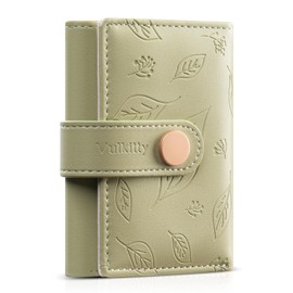 Vulkitty Small Purse for Women, RFID Blocking Vegan Leather Ladies Purse, Compact Trifold Womens Wallet, Cute Ladies Wallet Purses with ID Window, Green