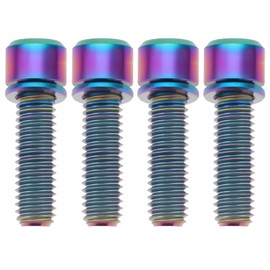 EMSea 4PCS Bicycle Titanium Screws M6X20mm for MTB Road Bicycle and Mountain Bike Disc Caliper 26.3x8.7mm Disc Brake Screw
