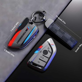 Black Samurai Style Car Key Cover Compatible with X1 X2 X3 X4 X5 F11 F30 F32 G20 G60 1-7 Series – TPU Key Fob Case with Keychain