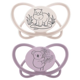 NIP Butterfly: Extra Skin & Tooth-Friendly Butterfly Dummy, Super Flat Teat, Soft & Flexible, Disc Extra Light & Breathable, BPA-Free, Sustainable, with Box, 16-32 Months, Purple