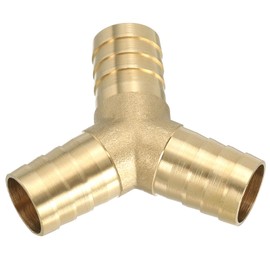 PATIKIL 5/8" Brass Hose Barb Fitting, Y Type Barb Union Fittings Metals Splicer Mender Connector Barbed Adapter Air Hose Repair Kit for Water Oil Fuel Gas