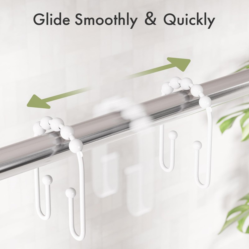 AmazerBath Shower Curtain Hooks White Metal Shower Curtain Rings Rust