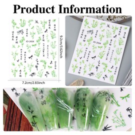 XEAOHESY 6 Sheets Chinese Classical Elements Fingernail Decals Nail Stickers Self Adhesive Ink Landscape Painting Chinese Characters Bamboo Orchid Nail Art Stickers for Women Nail Art