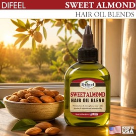Difeel Aceite natural premium para el cuidado del cabello, aceite de almendras dulces, 2.5 onzas