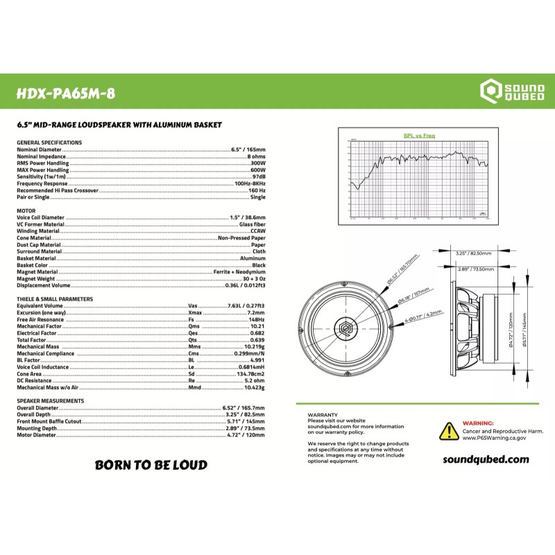 Soundqubed HDX Series Pro Audio 6.5" Speaker Mids 300w RMS