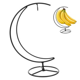 TVETE Banana Holder Hanging Banana Rack Iron with Hook Moon Bracket Removable Easy Installation Banana Scratch Resistant Freshness Long Lasting Multi-functional Fruit Stand Desktop Display Modern