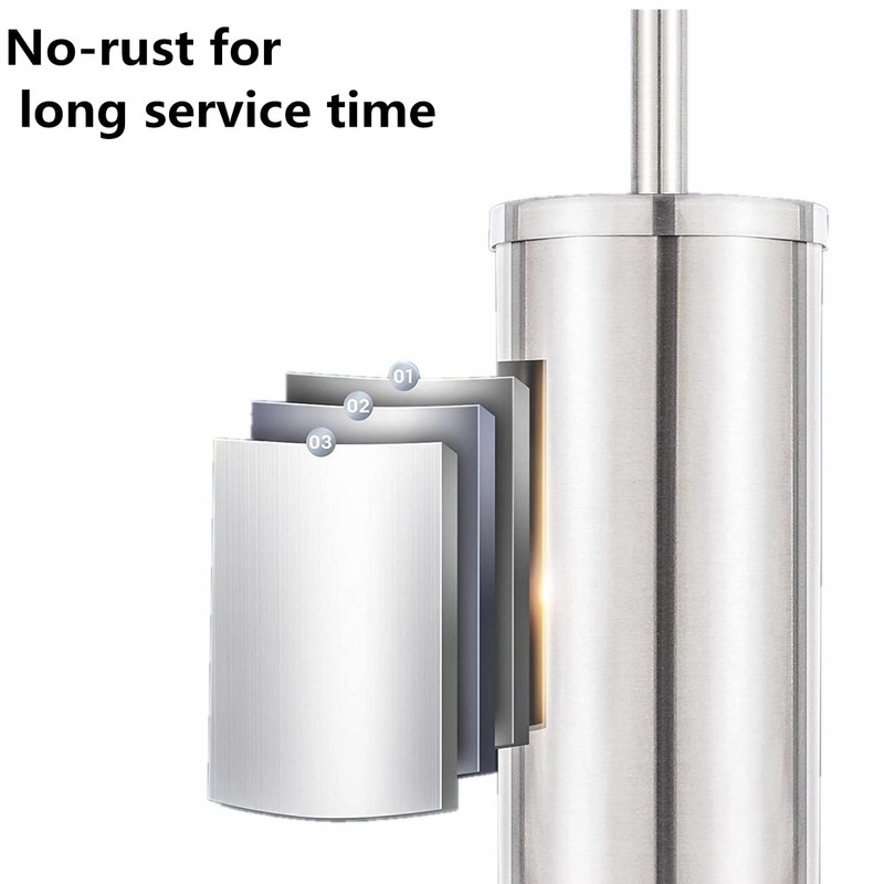 Chrome Toilet Plunger with Holder Bathroom Metal Canister Holder Drip