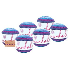 Lion Brand Yarn - Mandala - 6 Pack with Needle Gauge (Hades)