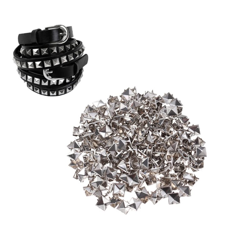 COHEALI 200pcs 10mm Square Metal Studs Spikes for DIY Punk