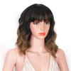 AISI HAIR Ombre Brown Short Wavy Bob Wigs with Bangs