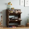 QIVOMIX Shoe Cabinet Storage,Modern Freestanding Organizer with 2 Flip Drawers,Narrow