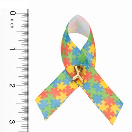 25 Pack Autism Awareness Satin Ribbon Pins (25 Pins), Metal