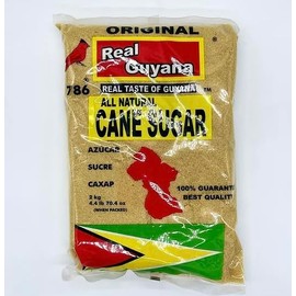 Real Guyana Cane Sugar 2KG Large Bag, 4.38 Pound (Pack of 1)