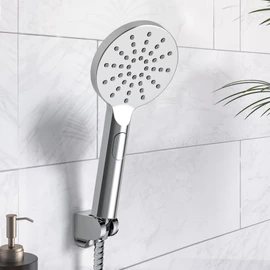 JOHO Large Shower Head Rain Shower Hand Shower with 3 Jet Types Round ABS Shower Head with Anti-Limescale Function Chrome