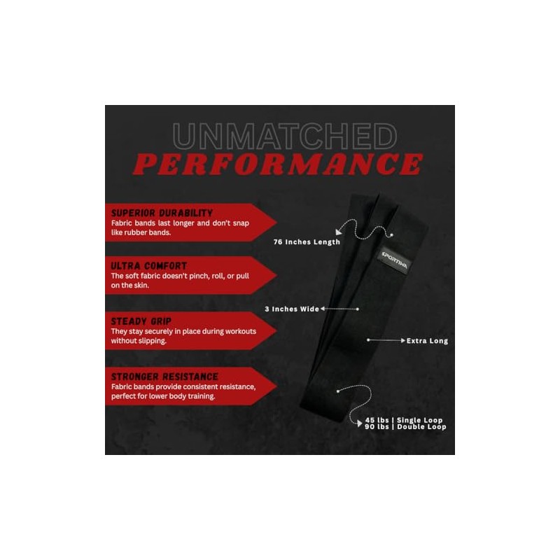 76 Inch Premium Extended Length Fabric Resistance Band for Working