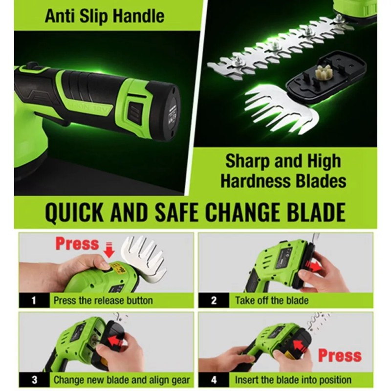 WORKPRO 12V 2-in-1 Cordless Grass Shear Shrubbery Trimmer Handheld Hedge