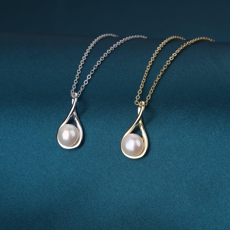 GAVU 14K Gold Plated Infinity Necklace for Women, Pearl Drop