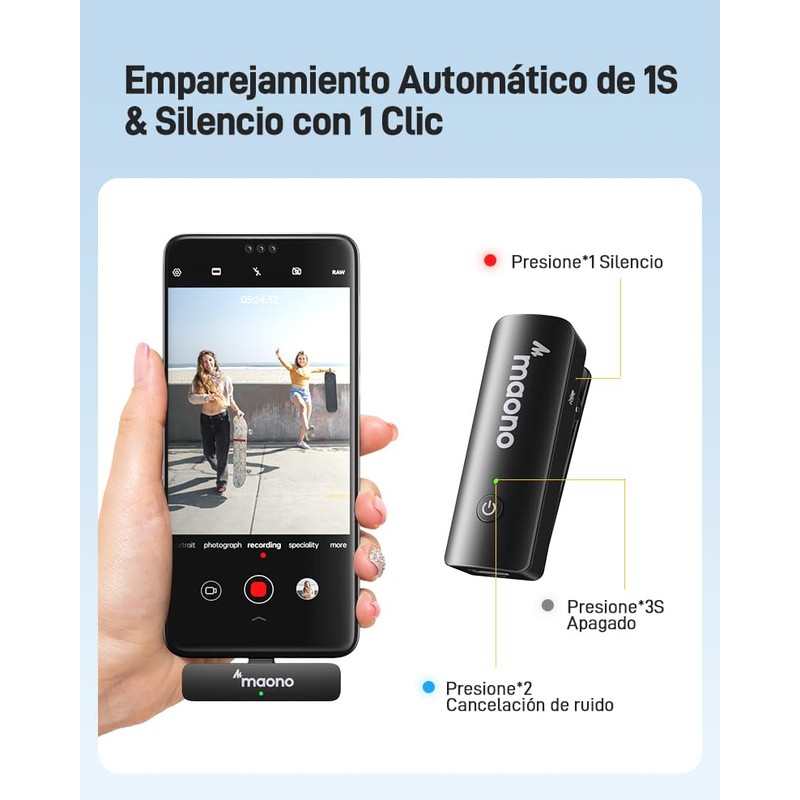 MAONO Micrófono Inalámbrico Celular para Android : Microfono Lavalier Solapa