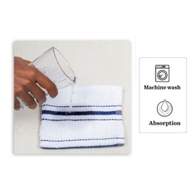 SYDR Terry Kitchen Stripe Dish Cloths,100% Cotton(8 Pack) 12 x 12 Inches Super Soft and Absorbent Dish Rags, Quick Drying Dish Rags for Washing Dishes,Blue
