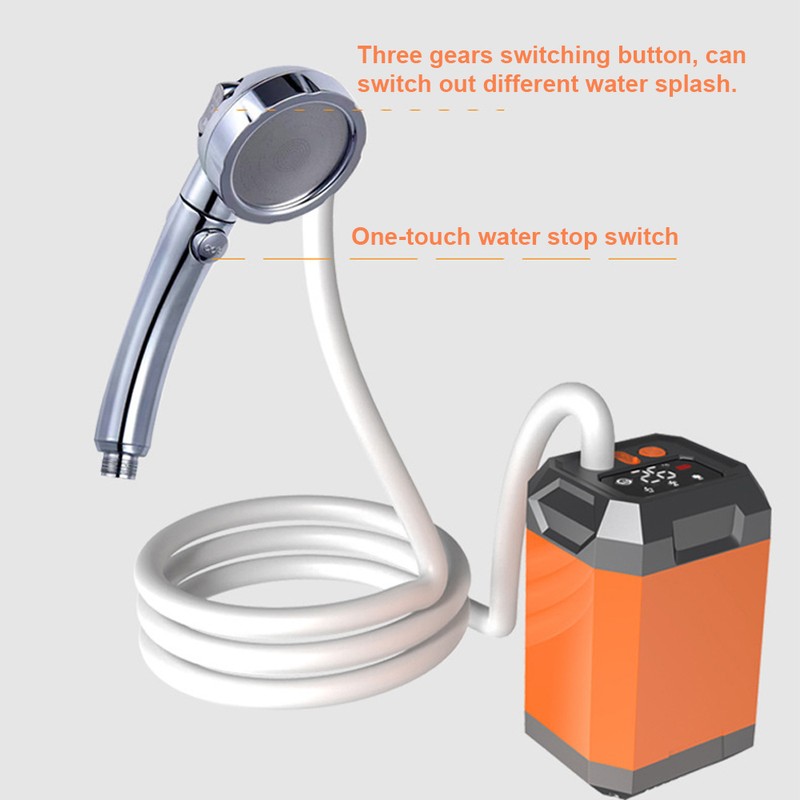 Portable Cordless Camping Shower Outdoor Electric Shower Pump Rechargeable Shower