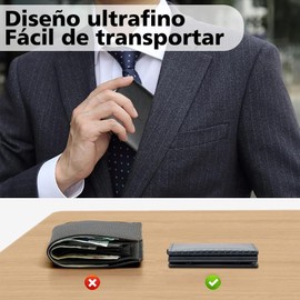 EDECOR Tarjetero de cuero, Cartera para Hombre, RFID Bloqueo Antirrobo Tarjetero para Caballero Plegable,con bolsillo,para efectivo y monedas, Regalos ara Tarjetas, Billetes Y Tarjetas De Visita