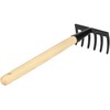 KOTARBAU® Small Steel 6 Prong Rake with Wooden Handle 33