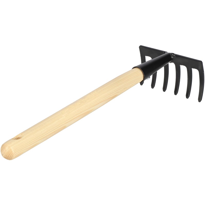 KOTARBAU® Small Steel 6 Prong Rake with Wooden Handle 33