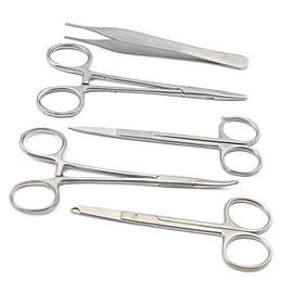 MedTool 5 Pieces Scissors Forceps Hemostats Needle Holders Suture Lacreamon Set