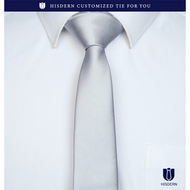 HISDERN TL-03S Plain Shiny Necktie Square Set, Men's, Formal Business, Weddings, After-parties, Presents, 18 Colors Available, 01 silver