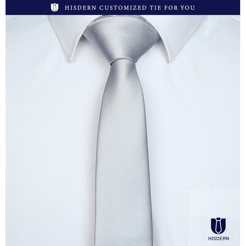 HISDERN TL-03S Plain Shiny Necktie Square Set, Men's, Formal Business,