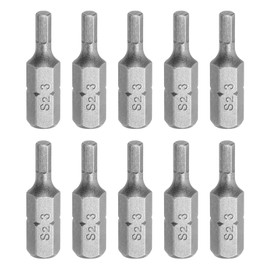 HARFINGTON 10pcs Hex Bits 1/4" Hex Shank H3 Head Magnetic 1" Length S2 Steel Hexagon Wrench Drill Bit for Repair Work Electric Screw Driver