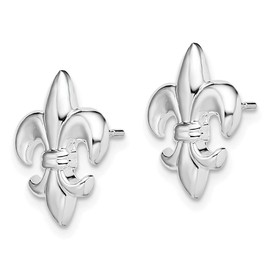 Auriga Fine Jewelry 925 Sterling Silver Polished Small Fleur de Lis Stud Earrings