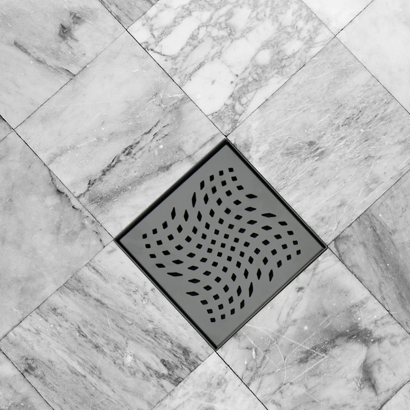 Matte Black Shower Drain with Flange, HIDROP SUS 304 Stainless