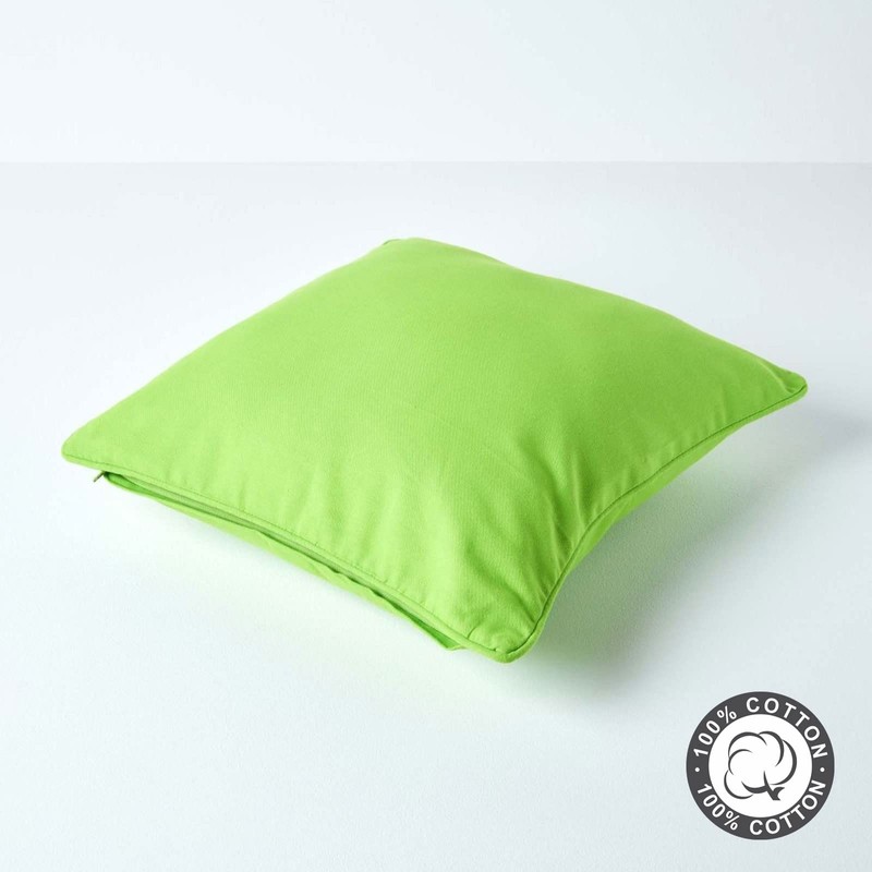 HOMESCAPES - 100% Cotton Plain Green Cushion Cover- 45 x
