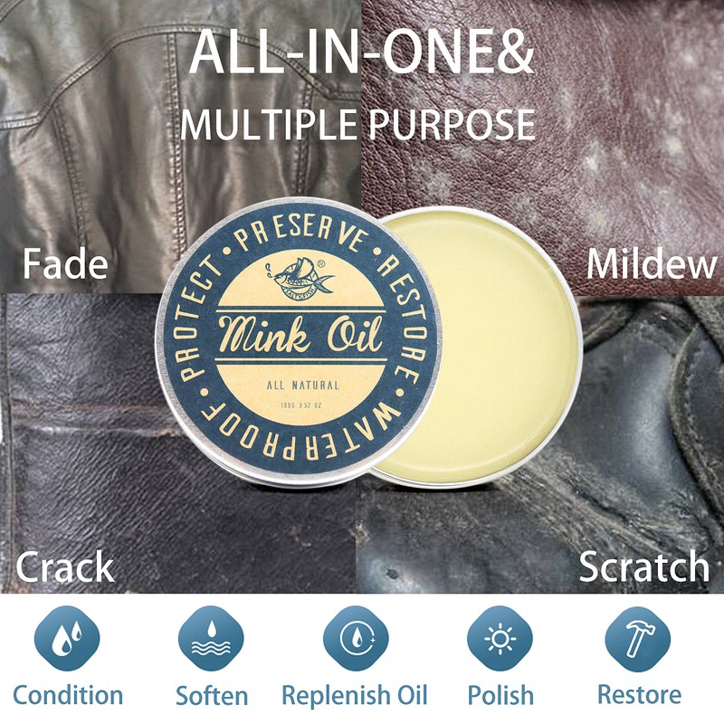 SALTY FISH Mink Oil for Leather Boots, Leather Conditioner and
