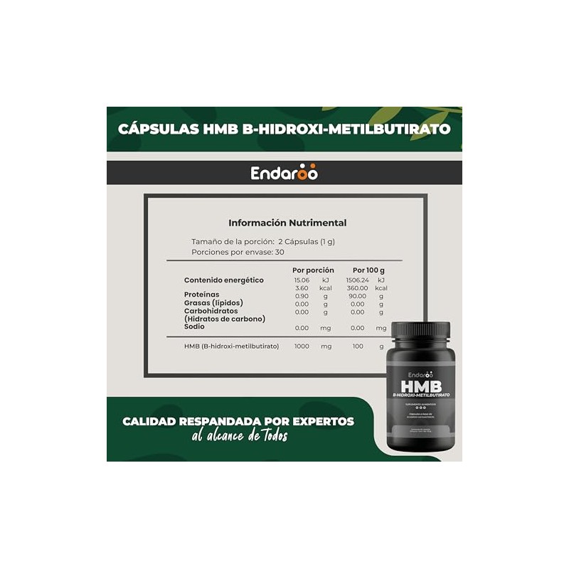 Hmb Suplemento Alimenticio Origen Natural Apoyo Mantenimiento Muscular Recuperación Fuerza