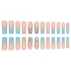 24 Pcs Blue French Press on Nails Long Square Water