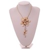 Avalaya Large Shell Flower Pendant with Faux Leather Cord in