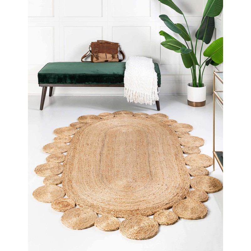 Unique Loom Braided Jute Collection Area Rug - Gauri (5'