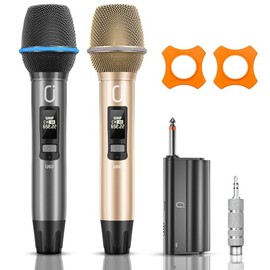 JYX: Sistema de Micrófonos Inalámbricos Handheld (2 Pack): Micrófonos Dinámicos UHF Recargables con Receptor, Plug and Play, Ideal para Karaoke, Canto