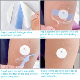 LiangMai 40 Pack Freestyle Libre 3 Sensor Covers,Pre-Cut Adhesive Tape with No Glue on The Center,Waterproof and Strong Stick That Protects Your Sensor continuously for 14 Days (Blue)