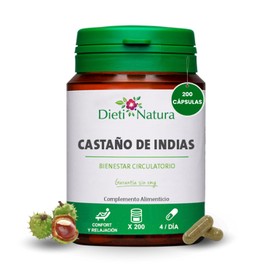 Dieti Natura Horse Chestnut 200 Capsules for Vein Health - Good for Heavy Legs with Anti-Inflammatory Effect - Horse Chestnut Capsules to Promote Blood Circulation
