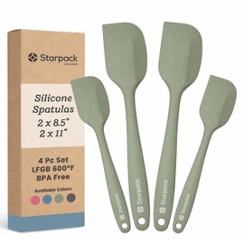 Starpack - Juego de espátulas de goma de silicona (4 piezas) – LFGB no tóxicas, resistentes al calor a 600 °F, sin BPA, de una sola pieza, aptas para 